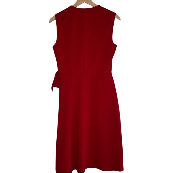 NWT KASPER V Neck Knee Length Wrap Dress Red & Cream Women's Size Medium 8/10 - Picture 3 of 6